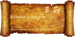 Bihary Szibilla névjegykártya